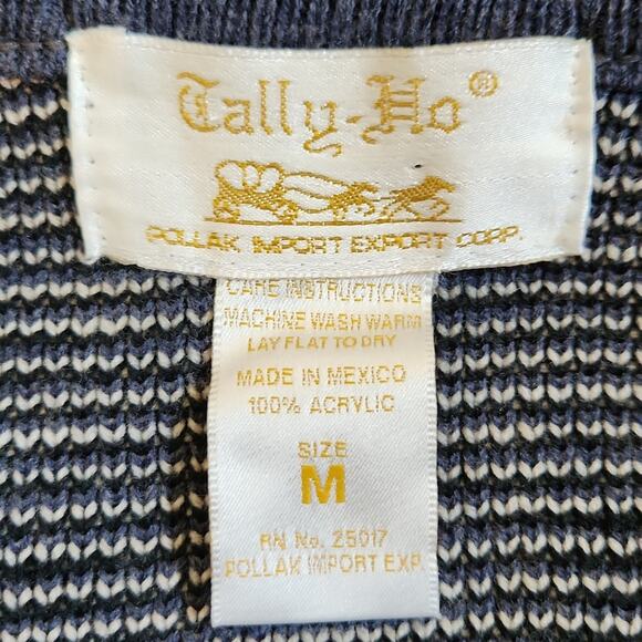 Vintage Tally Ho Women's Blue & Gray Button Front Cardigan Sweater Size Med - Picture 7 of 8